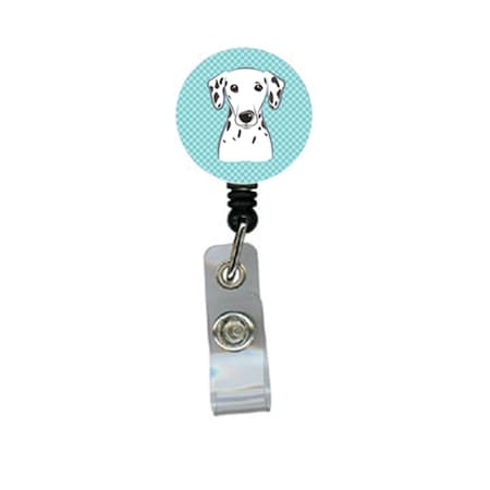 Teacher&Aposs Aid Checkerboard Blue Dalmatian Retractable Badge Reel TE2930323